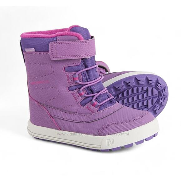 Merrell Snow Storm Waterproof Lace Up Boots Purple Little Kids Size US 2M EU 33 - Picture 1 of 9